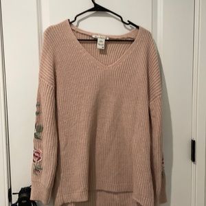 American Rag Sweater Pink with floral sleeves